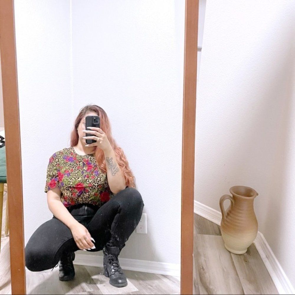 Vintage Rose Floral Boxy Top